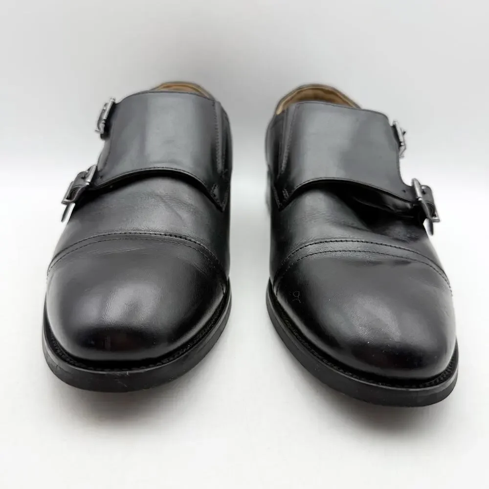 Florsheim Mens Rucci Monk Strap Dress Shoes US 7 Wide Black Leather Slip-On EUC